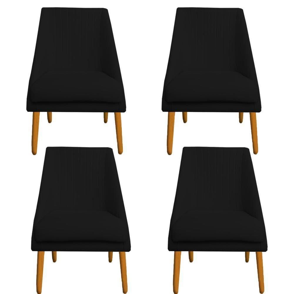 Kit 04 Cadeiras Para Sala De Jantar Ana Pés Palito Veludo Preto D`classe Decor