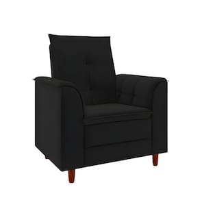Poltrona Decorativa Estofada Confortável Sala Miley Suede Preto