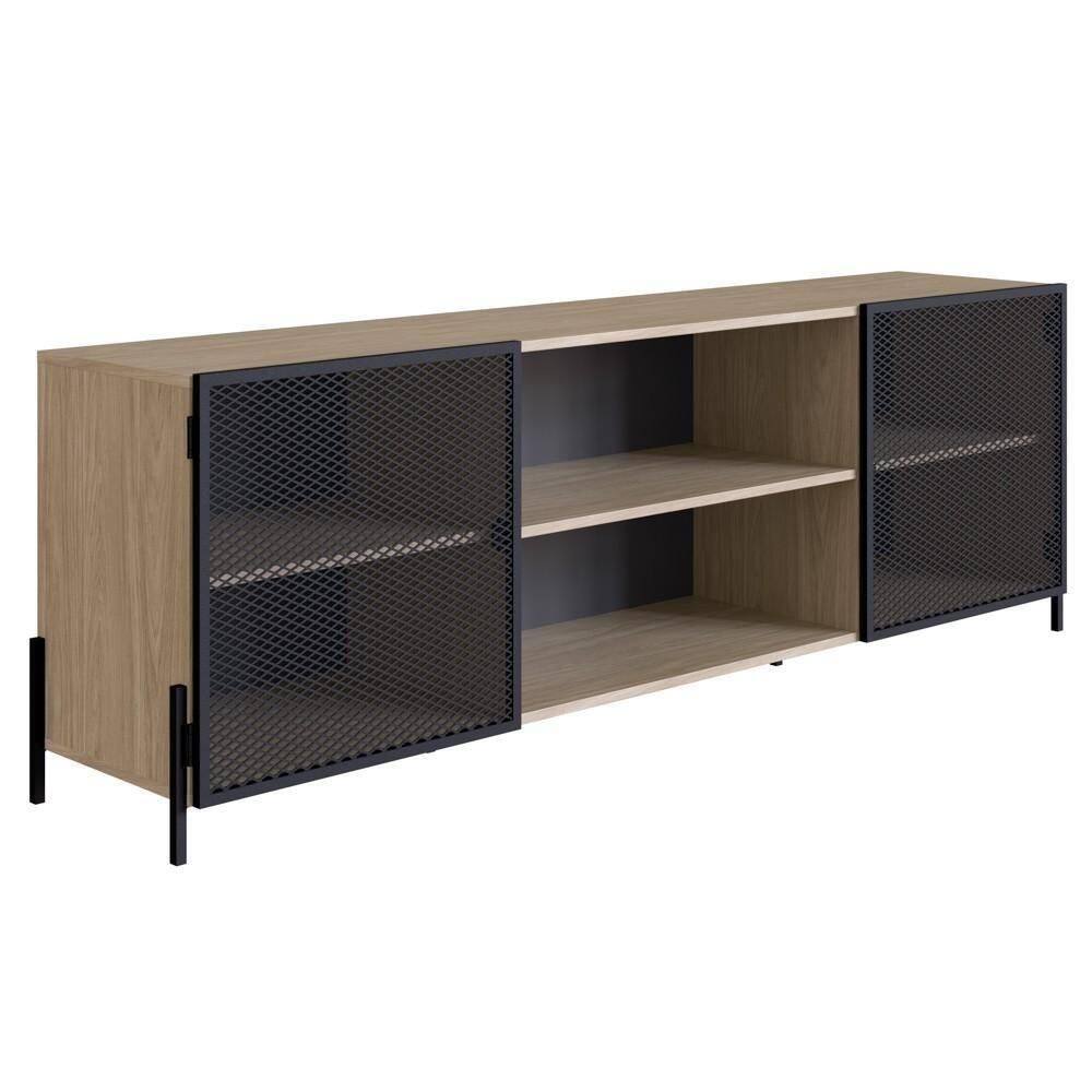 Rack Para Até 70 Pol. 2 Portas Pés Metálicos York Hanover-preto - Artesano