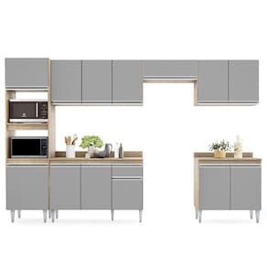 Cozinha Modulada 6 Módulos Composição 8 Castanho-cinza - Lumil Móveis