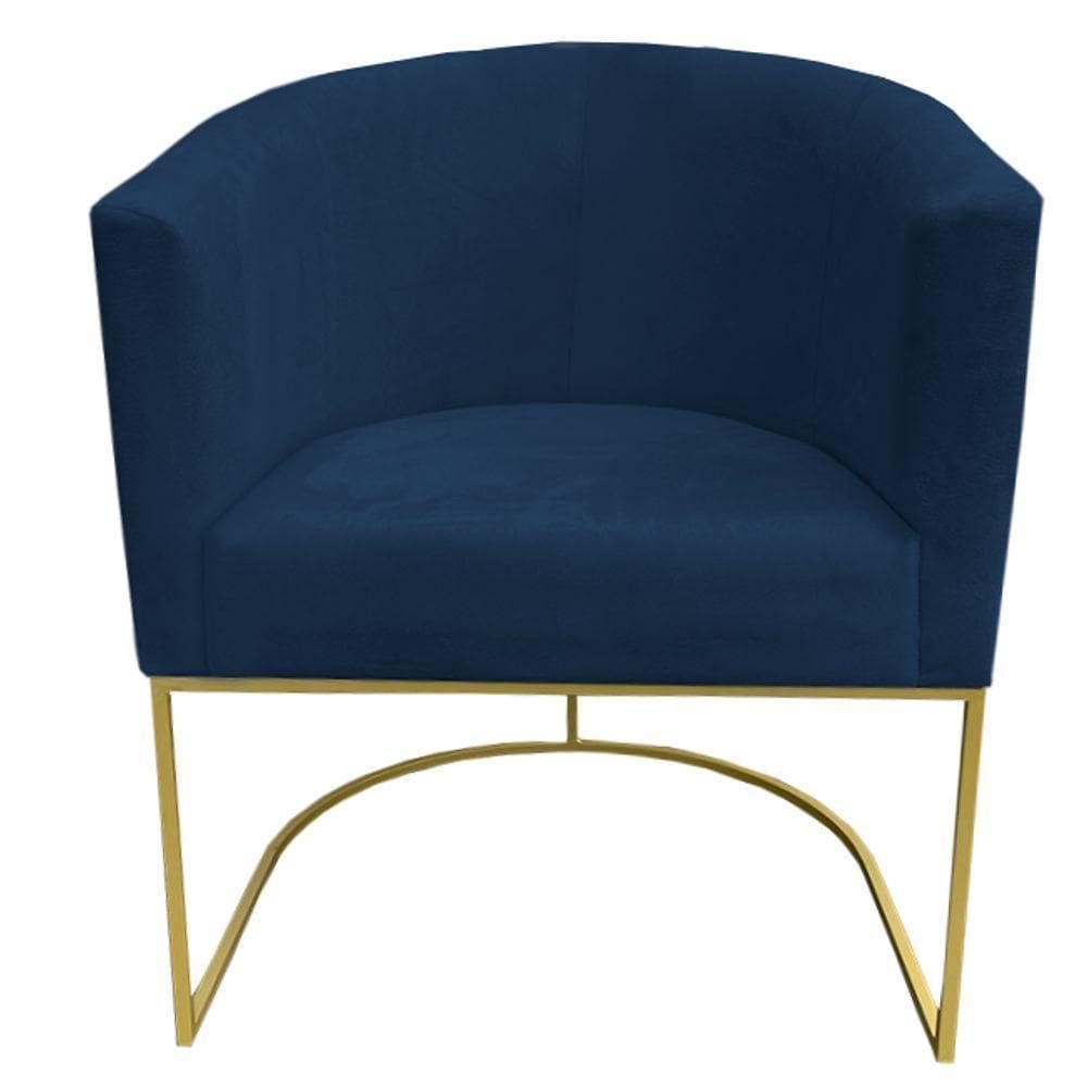 Poltrona Paola Base De Ferro Sued Azul Marinho D`classe Decor