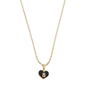 Colar Cartier 45Cm Coração Negro Letra S Banhado Ouro 18K
