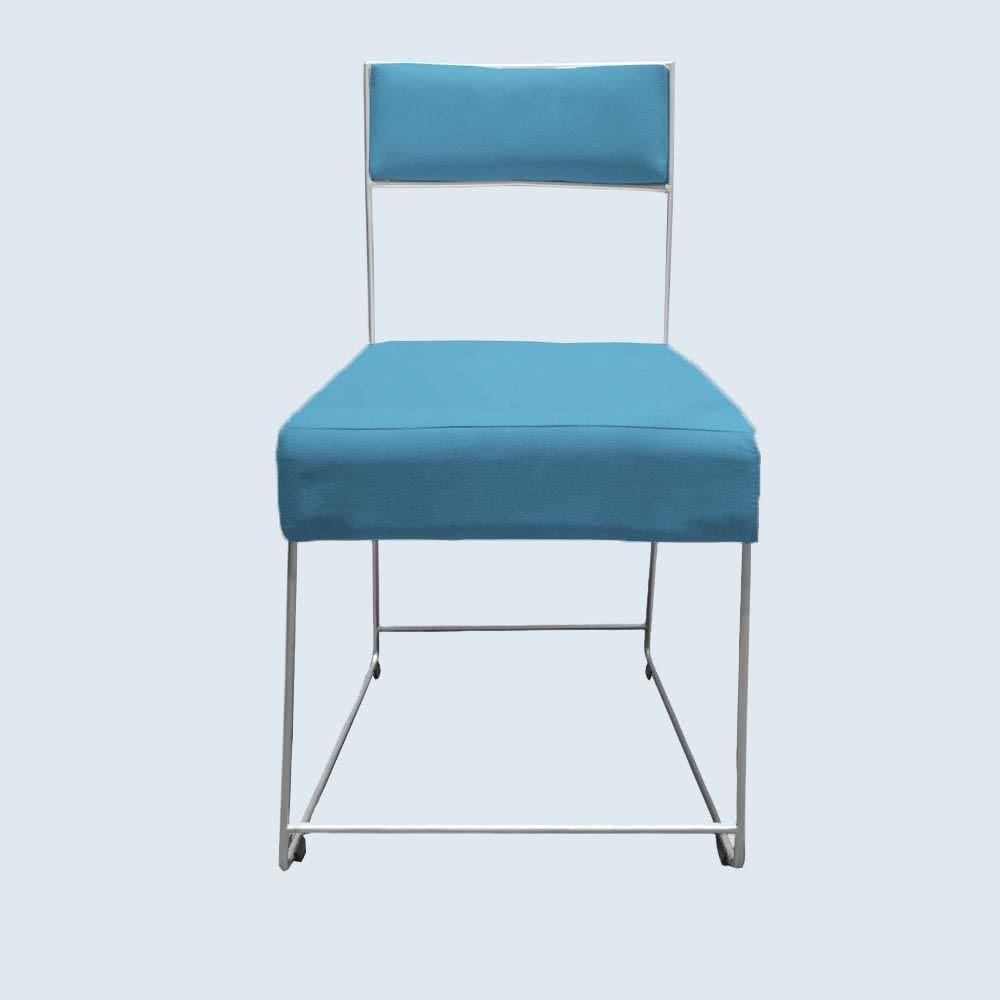 Cadeira Atena Base De Ferro Maciço Prata Suede Azul Tiffany D`classe Decor