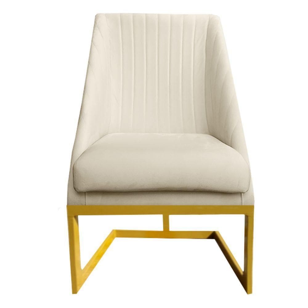 Cadeira Para Sala De Jantar Ana Base De Ferro Veludo Bege D`classe Decor