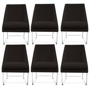 Kit 06 Cadeiras Ana Base De Ferro Prata Suede Marrom D`classe Decor