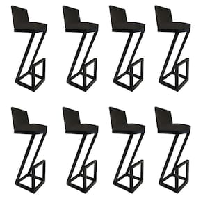 Kit 08 Banqueta Alta Z Base De Ferro Suede Preto D`classe Decor
