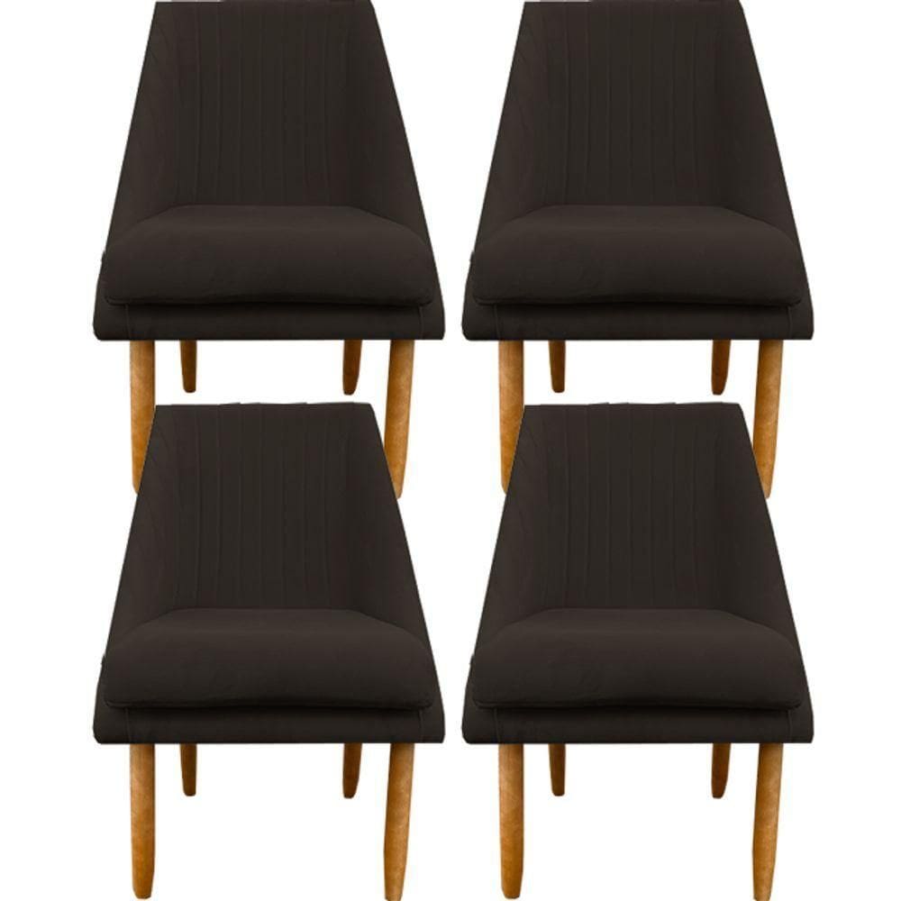 Kit 04 Cadeiras Para Sala De Jantar Ana Pés Palito Suede Marrom D`classe Decor