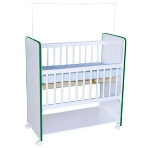 Mini Berço New Baby Bed Side Grade Móvel + Colchão Cor:branco/verde