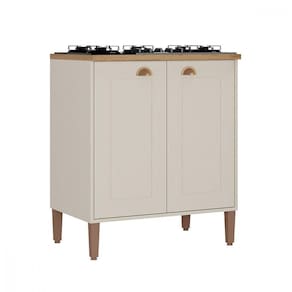 Balcão Para Cooktop 4 Bocas Tunisia Off White Com Canelato
