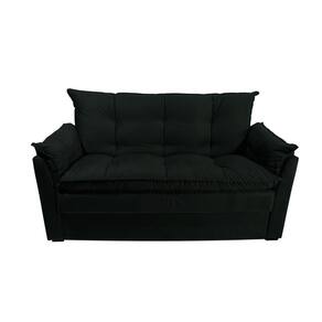 Sofá Small 3 Lugares Conforto 160cm Suede Preto Herrero Decor Preto