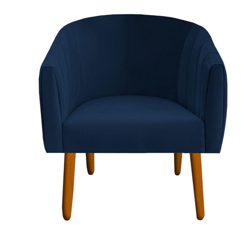 Poltrona Julia Decoração Salão Cadeira Escritório Recepção Estar Amamentação Suede Azul Marinho D`classe Decor