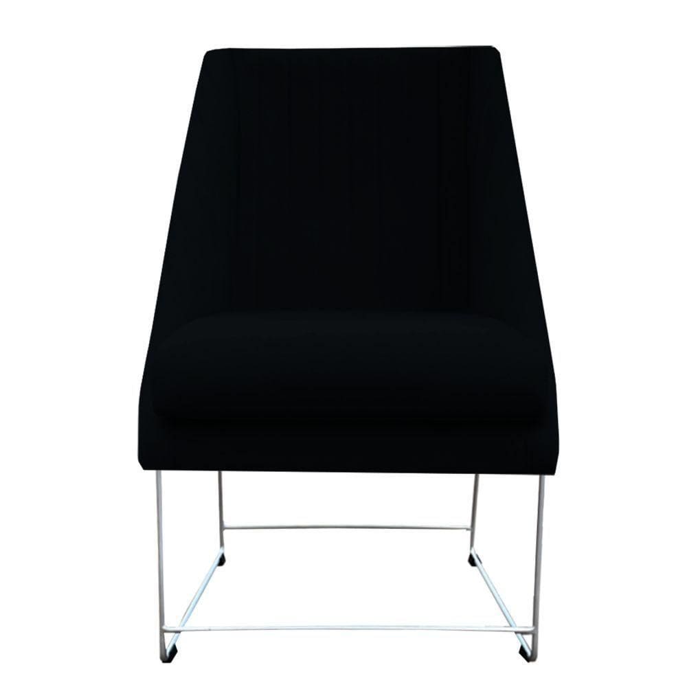 Cadeira Ana Base De Ferro Prata Suede Preto D`classe Decor