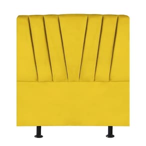 Cabeceira Estofada Cama Solteiro 100 Cm Ariel Suede Amarelo