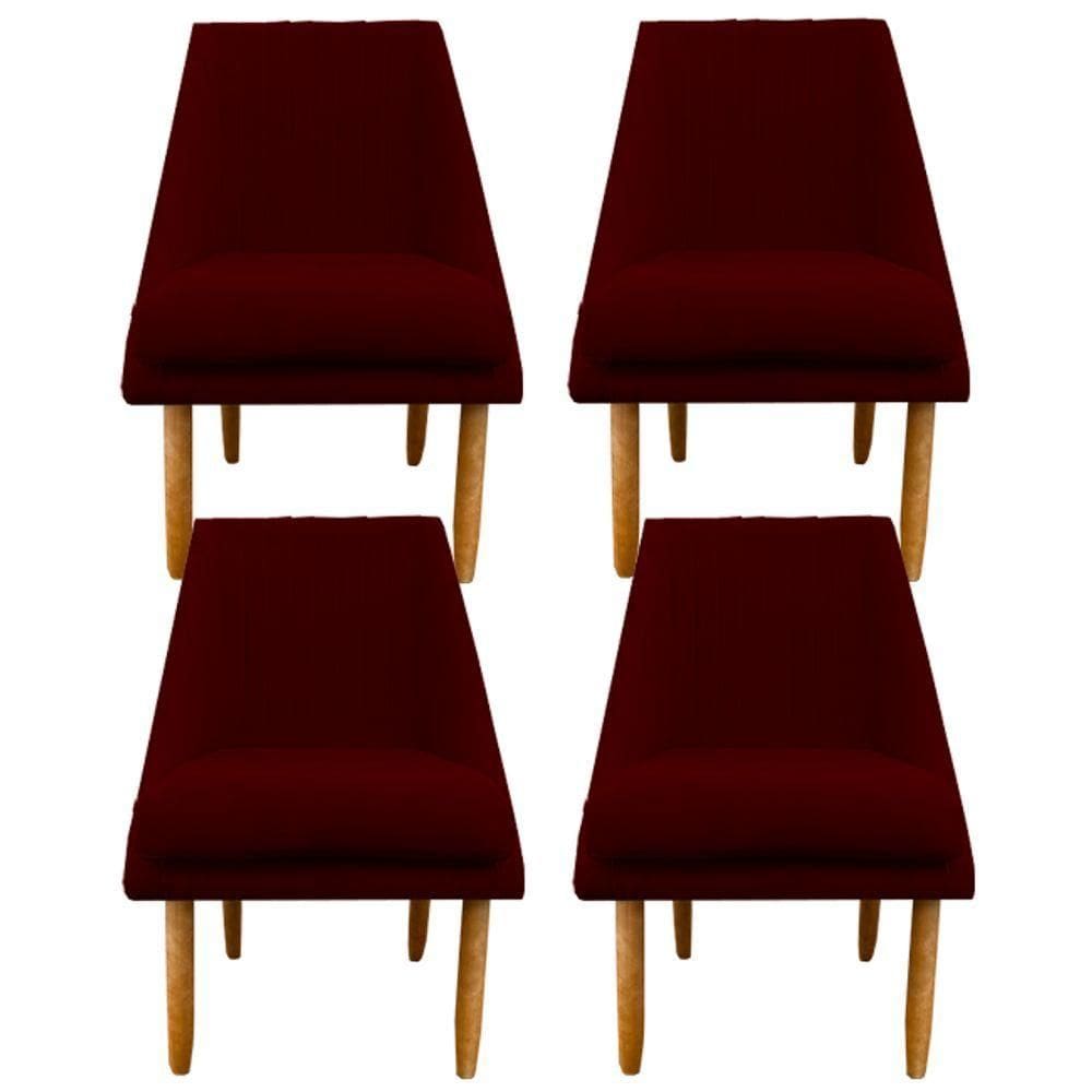 Kit 04 Cadeiras Para Sala De Jantar Ana Pés Palito Suede Marsala D`classe Decor