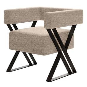 Poltrona Decorativa Mirela Pés De Metal Estilo Industrial Linho Bege