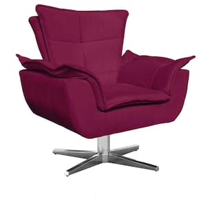 Poltrona Decorativa Sala De Estar Base Giratória Cromada Opla Suede Vinho - Ibiza