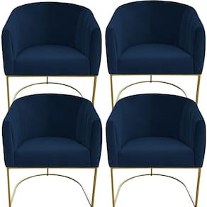Kit 04 Poltrona Julia Com Base De Ferro Sala De Estar Escritório Recepção Clinica Suede Azul Marinho D`classe Decor
