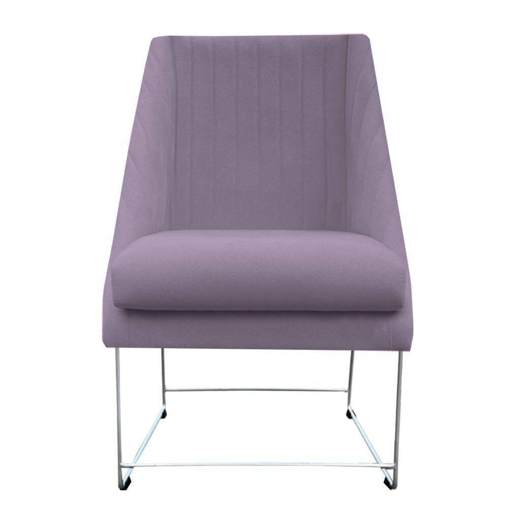 Cadeira Ana Base De Ferro Prata Suede Rosa Bebê D`classe Decor