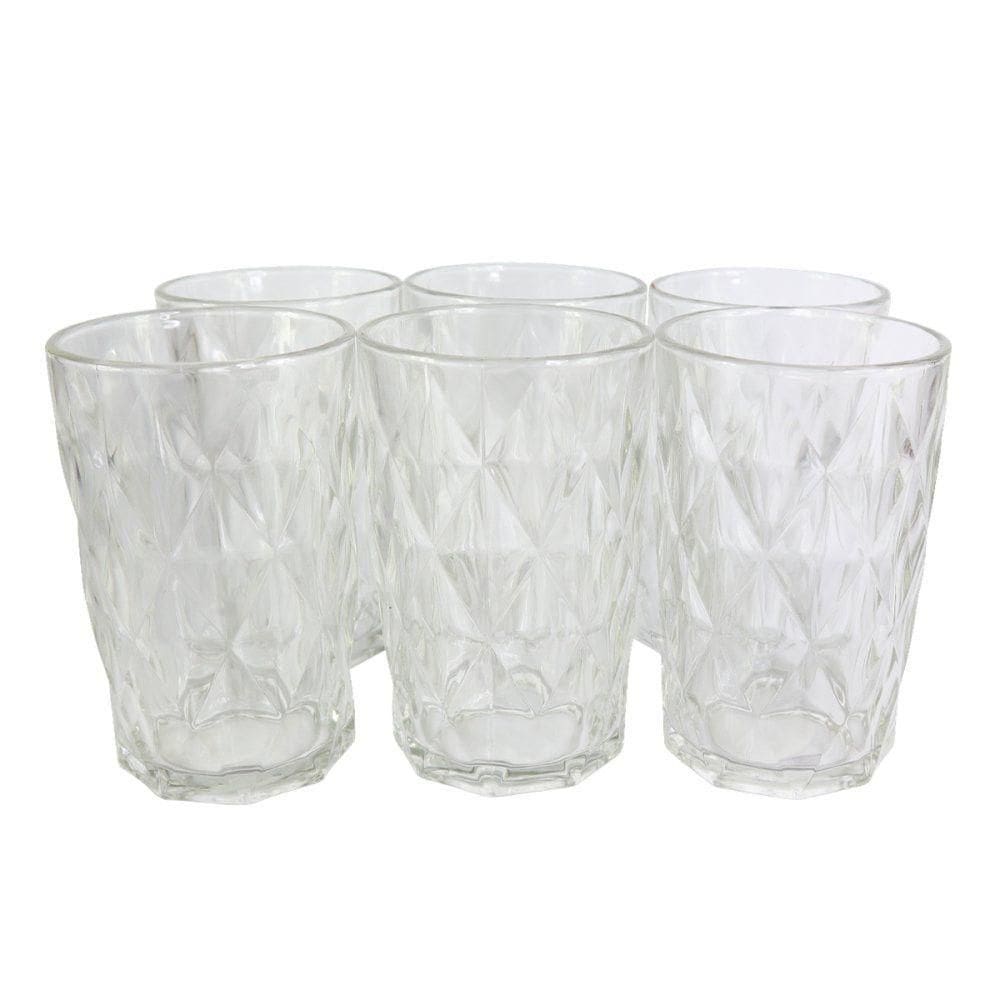 Conjunto 6 Copos De Vidro Diamante 370ml