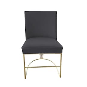 Cadeira Toquio Base De Ferro Tubo Redondo Compose Sued Grafite Com Corano Nozes D`classe Decor