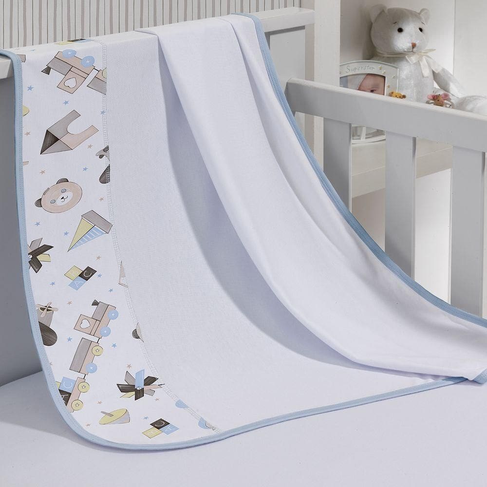 Cueiro Simples Tecebem Baby Malha 100% Algodão Estampa Lipe 80cm X 90cm Branco