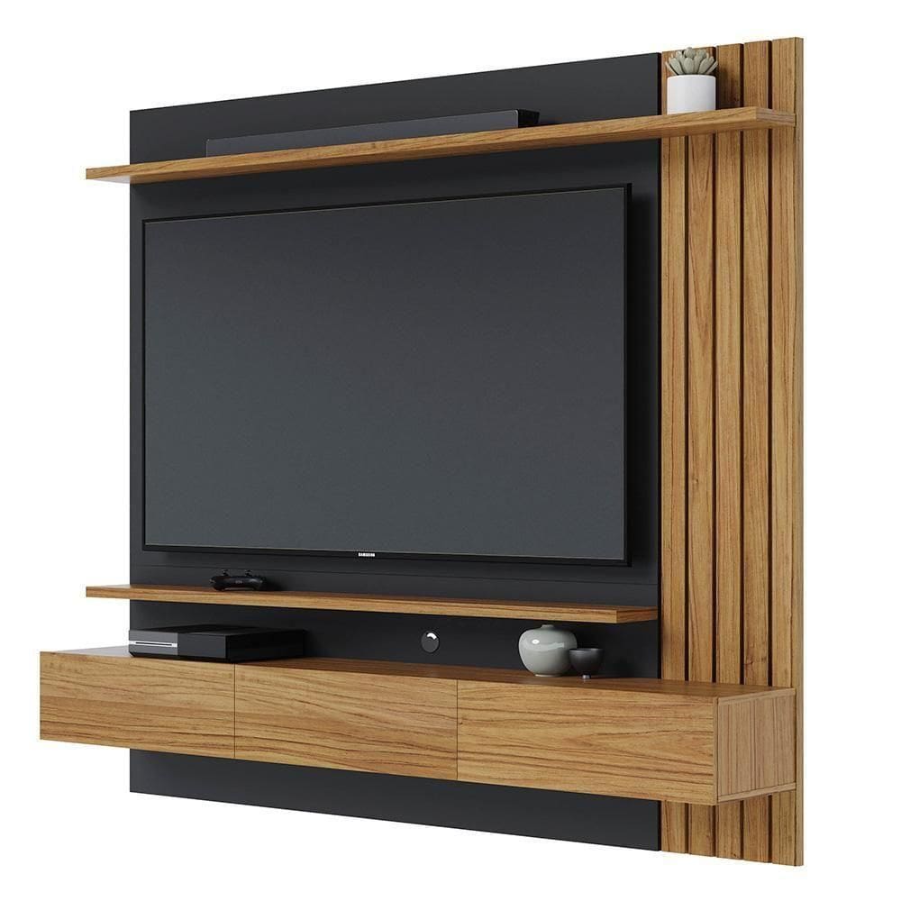 Painel Home Suspenso Para 70 Pol. 180cm Buriti C05 Noce Milano-preto Fosco - Mpozenato