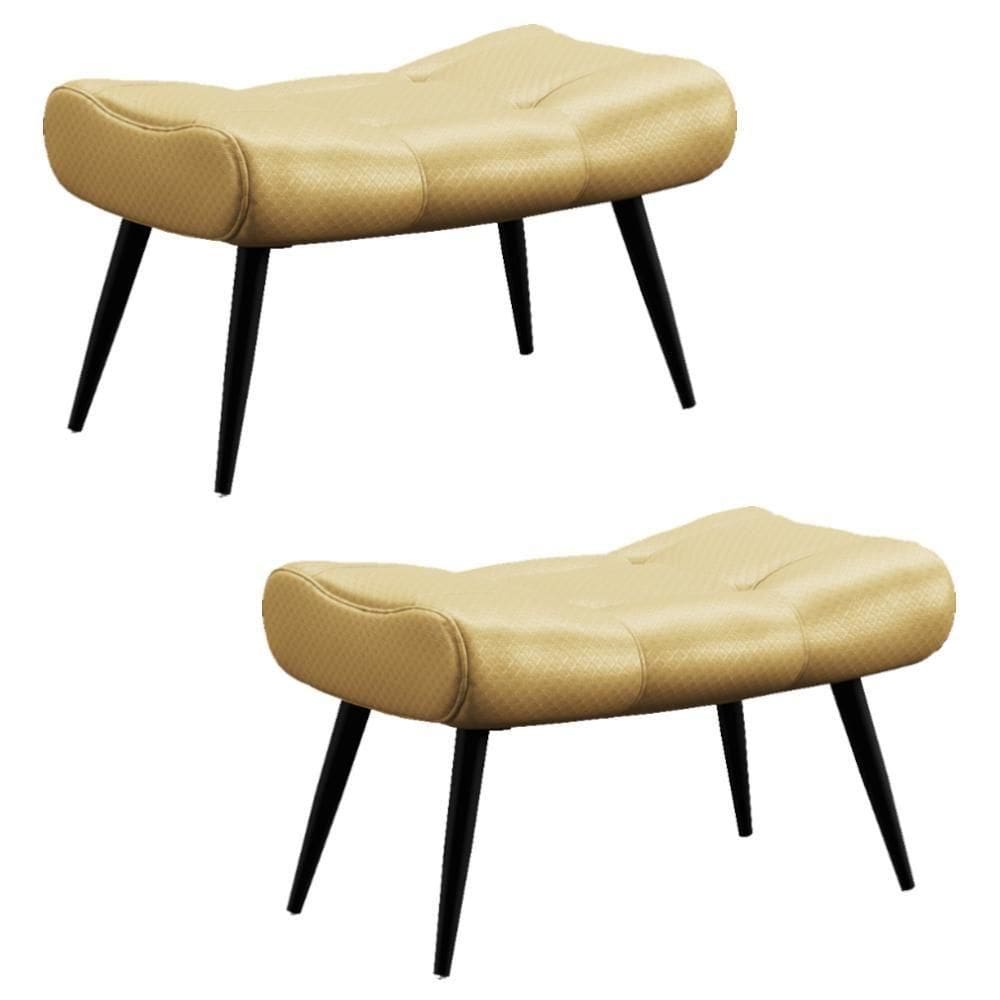 Kit 2 Puffs Decorativos Para Sala De Estar Pés Palito Lord Facto Dourado - Ibiza