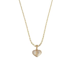 Colar Cartier 45Cm Coração Branco Letra F Banhado Ouro 18K