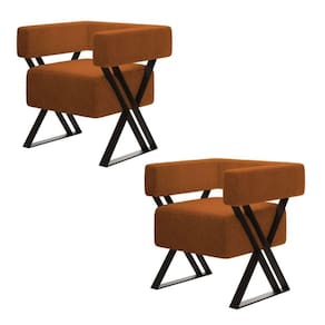 Kit 2 Poltrona Decorativa Mirela Pés Metal Estilo Industrial Bouclé Terracota