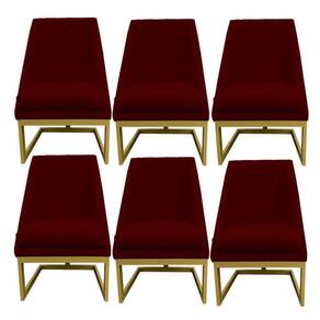 Kit 06 Cadeiras Para Sala De Jantar Ana Base De Ferro Suede Marsala D`classe Decor