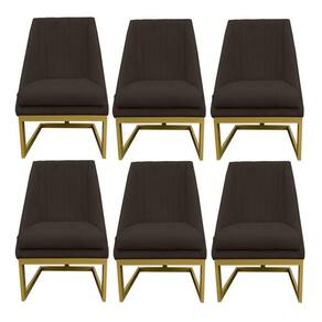 Kit 06 Cadeiras Para Sala De Jantar Ana Base De Ferro Suede Marrom D`classe Decor