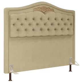 Cabeceira Cama Casal 140cm Com Tachas Imperial J02 Linho Areia - Mpozenato