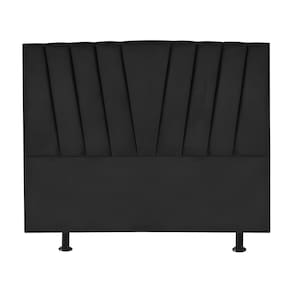 Cabeceira Estofada Cama Casal Queen Size 160 Cm Ariel Veludo Preto