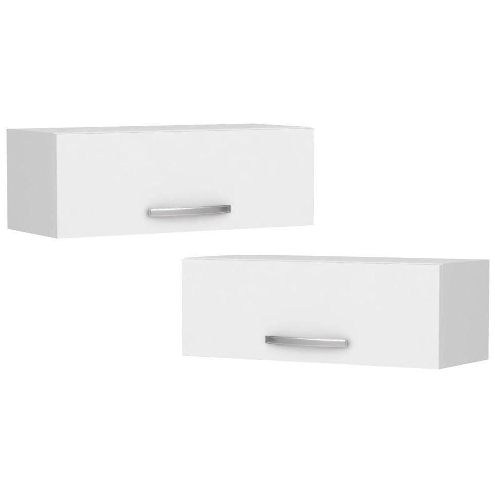 Kit 2 Armários Aéreos De Cozinha Para Geladeira 70cm 1 Porta Veneza - Lumil Móveis Branco-castanho