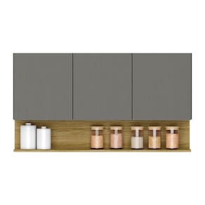 Armario De Cozinha Suspenso Line 120 Cm Com 3 Portas Gris