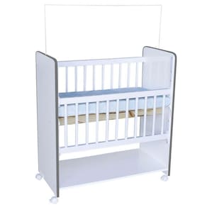 Mini Berço New Baby Bed Side Grade Móvel + Colchão Cor:branco/cinza