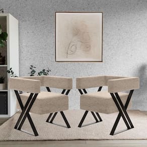 Kit 2 Poltrona Decorativa Aruba Pés Metal Estilo Industrial Linho Bege