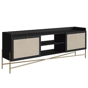Rack Para Sala Bancada De 65 Pol Pé Metal Arlo Nero-dourado - Mpozenato