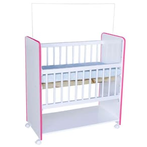 Mini Berço New Baby Bed Side Grade Móvel + Colchão Cor:branco/rosa