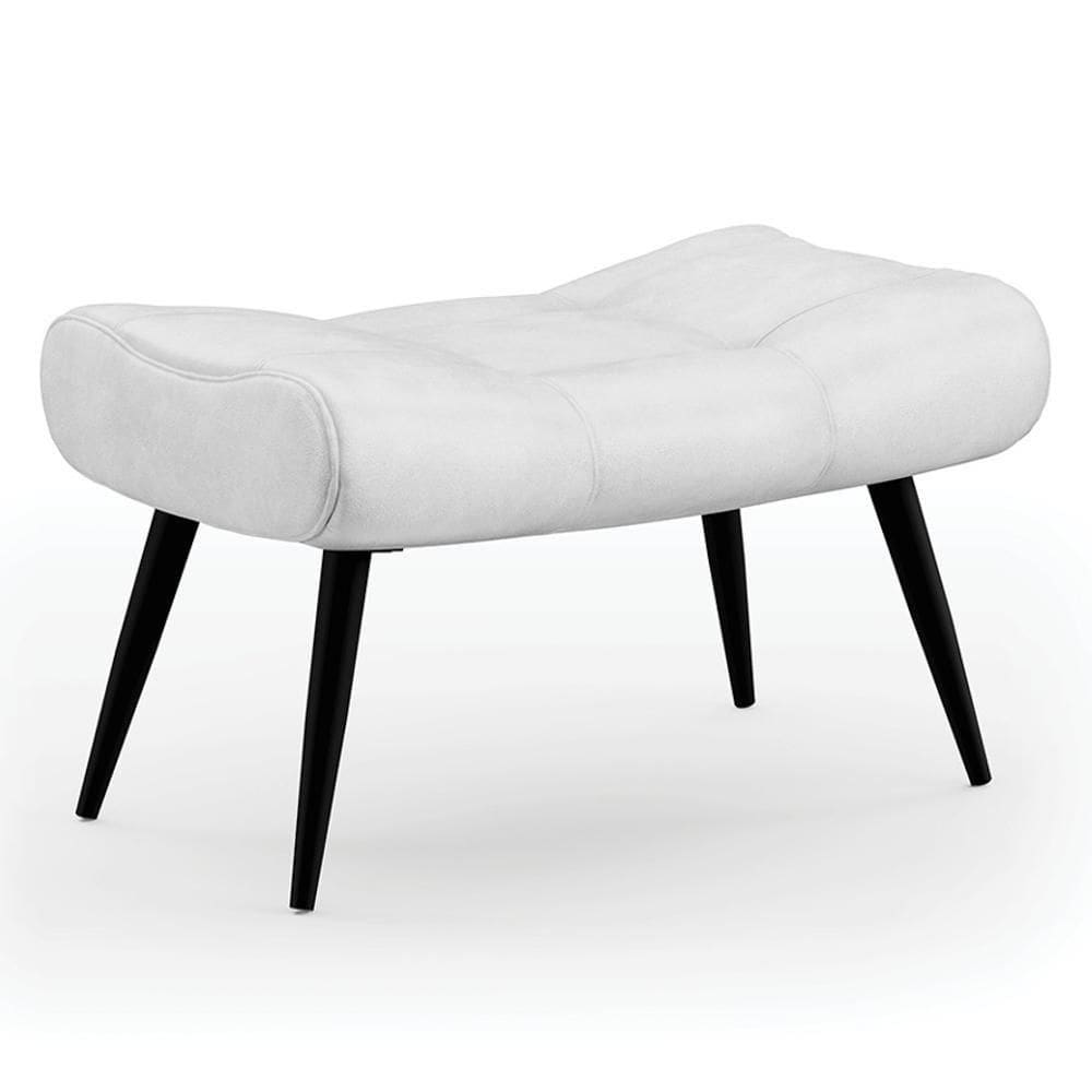 Puff Decorativo Para Sala De Estar Pés Palito Lord Sintético Branco - Ibiza