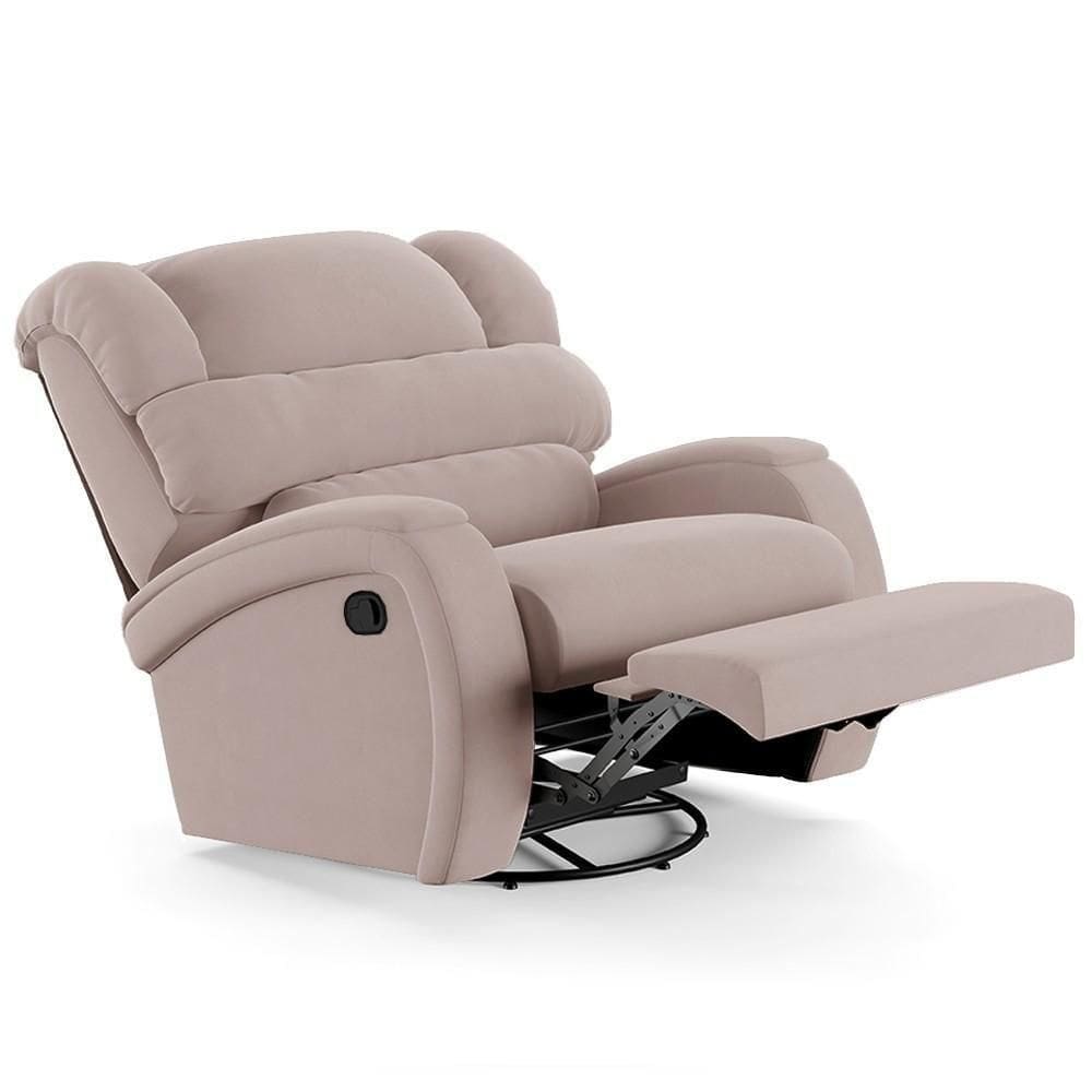 Poltrona Do Papai Reclinável Kalie Glider Giratória Massagem Fh9 Veludo Rosê - Mpozenato