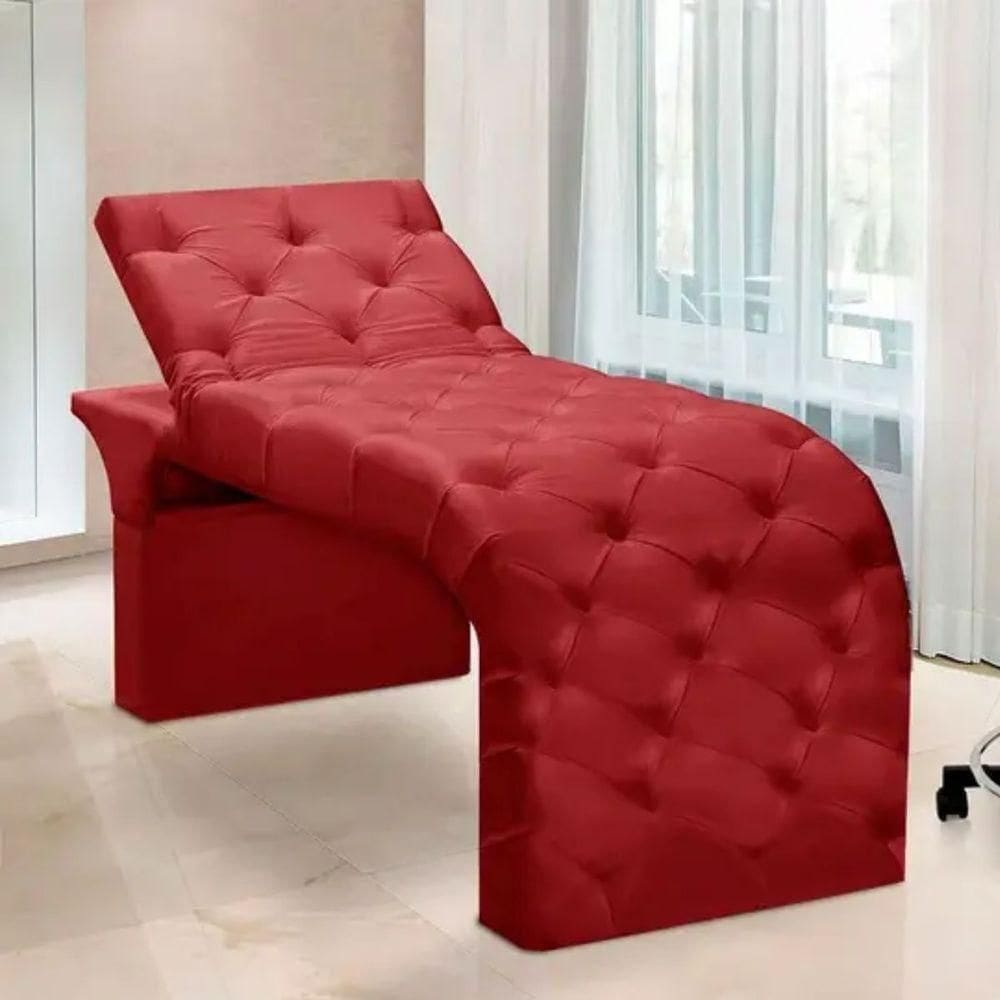 Maca Estofada Estética Cílios Regulável Spa Suede Maitê Vermelho