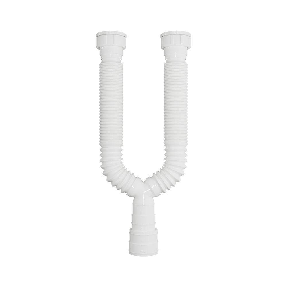 Sifão Duplo Sanfonado Extensível Blukit 70cm Branco Universal 030205