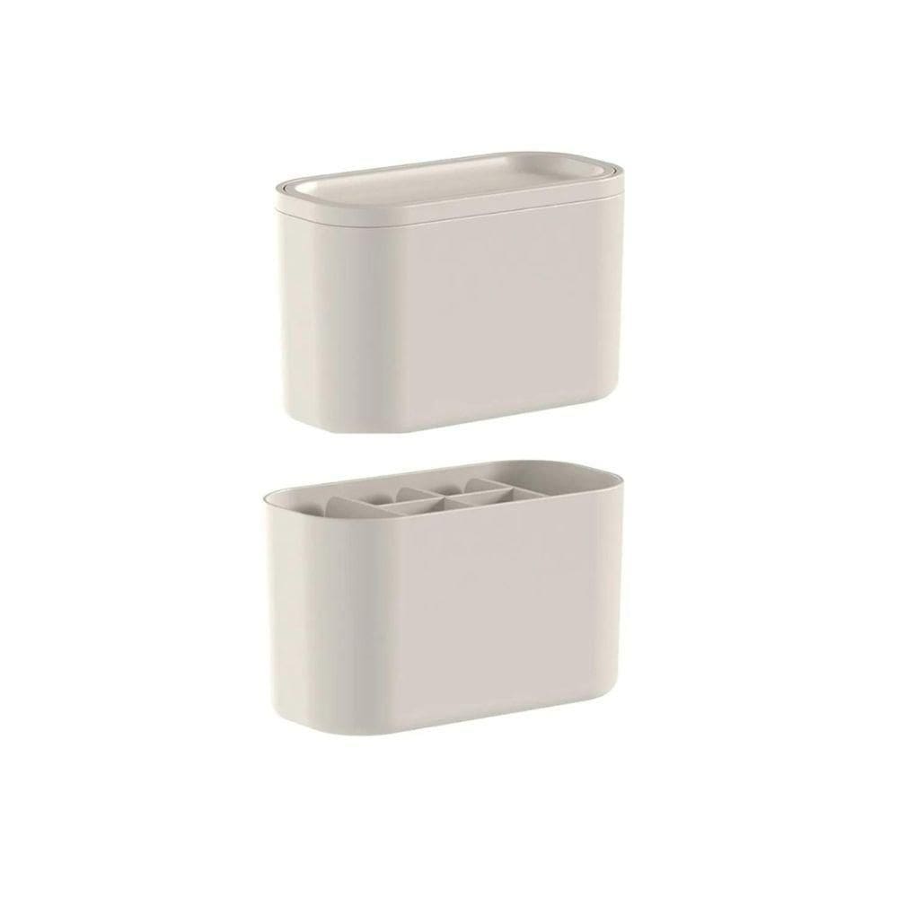 Kit Organizadores De Maquiagem Bold Bege: Lixeira E Porta Maquiagens