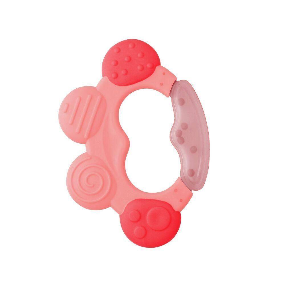 Mordedor Chocalho Bebês Texturizado Em Silicone Macio Livre De Bpa Cor Rosa Selo Inmetro