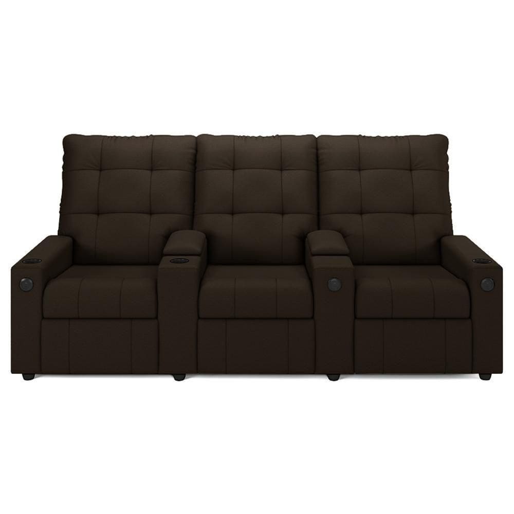 Poltrona De Cinema Reclinável 3 Lugares Baú Usb Mallie Fh9 Pu Marrom - Mpozenato