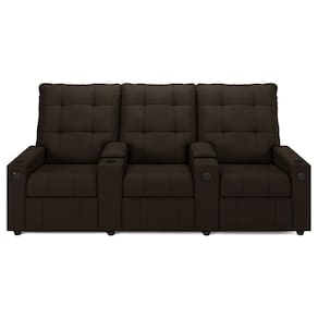 Poltrona De Cinema Reclinável 3 Lugares Baú Usb Mallie Fh9 Pu Marrom - Mpozenato