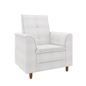 Poltrona Decorativa Estofada Confortável Sala Miley Bouclê Cor:off White