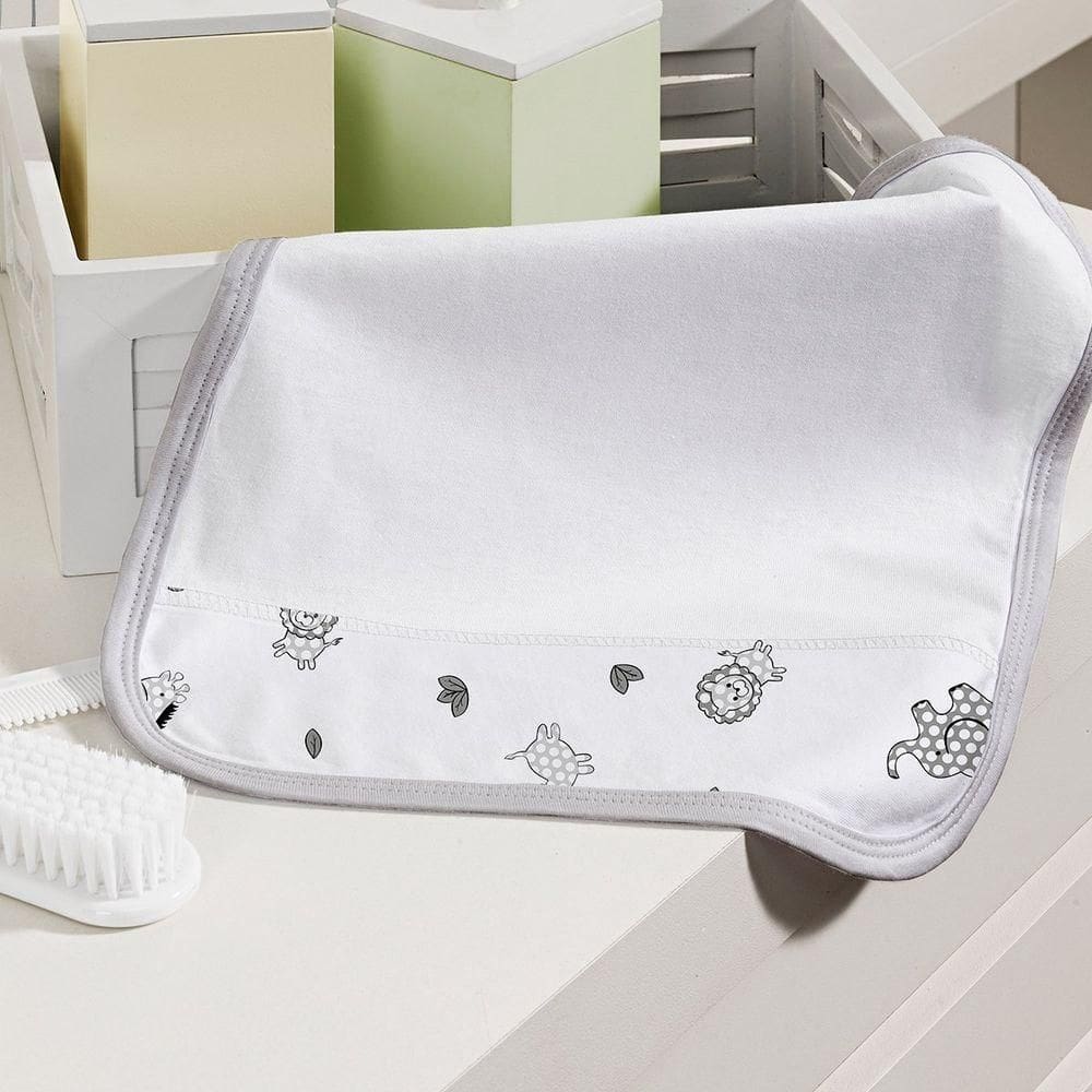 Kit Toalhinha De Boca Com 02 Peças Tecebem Baby Malha 100% Algodão Leon Branco
