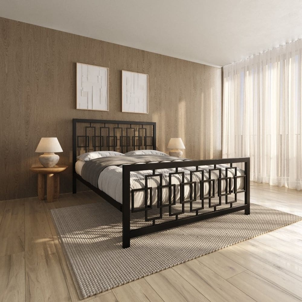 Cama De Casal Aço Estilo Industrial Mobbili Ca-05
